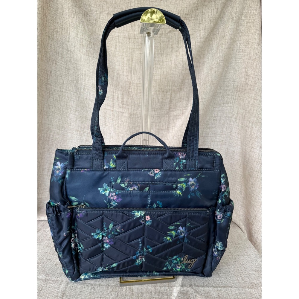 Lug Soprano Tote Bag Womens Large Navy Midnight Floral Quilted Shoulder Bag RFID